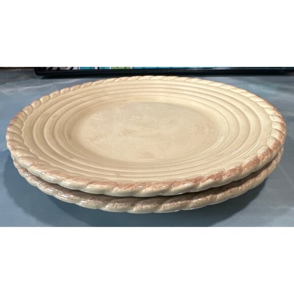 Artimino Tuscan Countryside CREAM Plates Embossed rope and Ring About Ten Inches - Picture 2 of 8